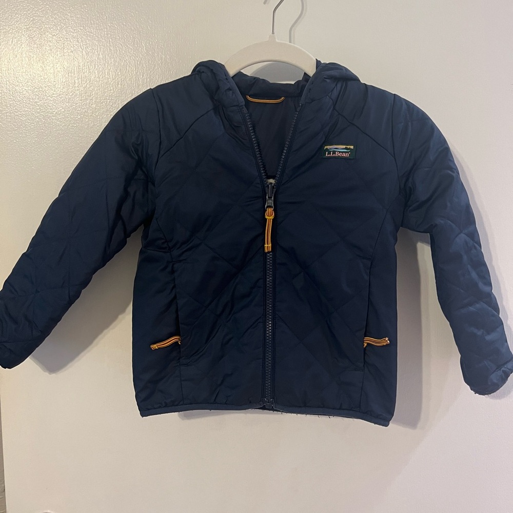 L.L. Bean Reversible Navy & Cream Puffer/ Fleece Jacket